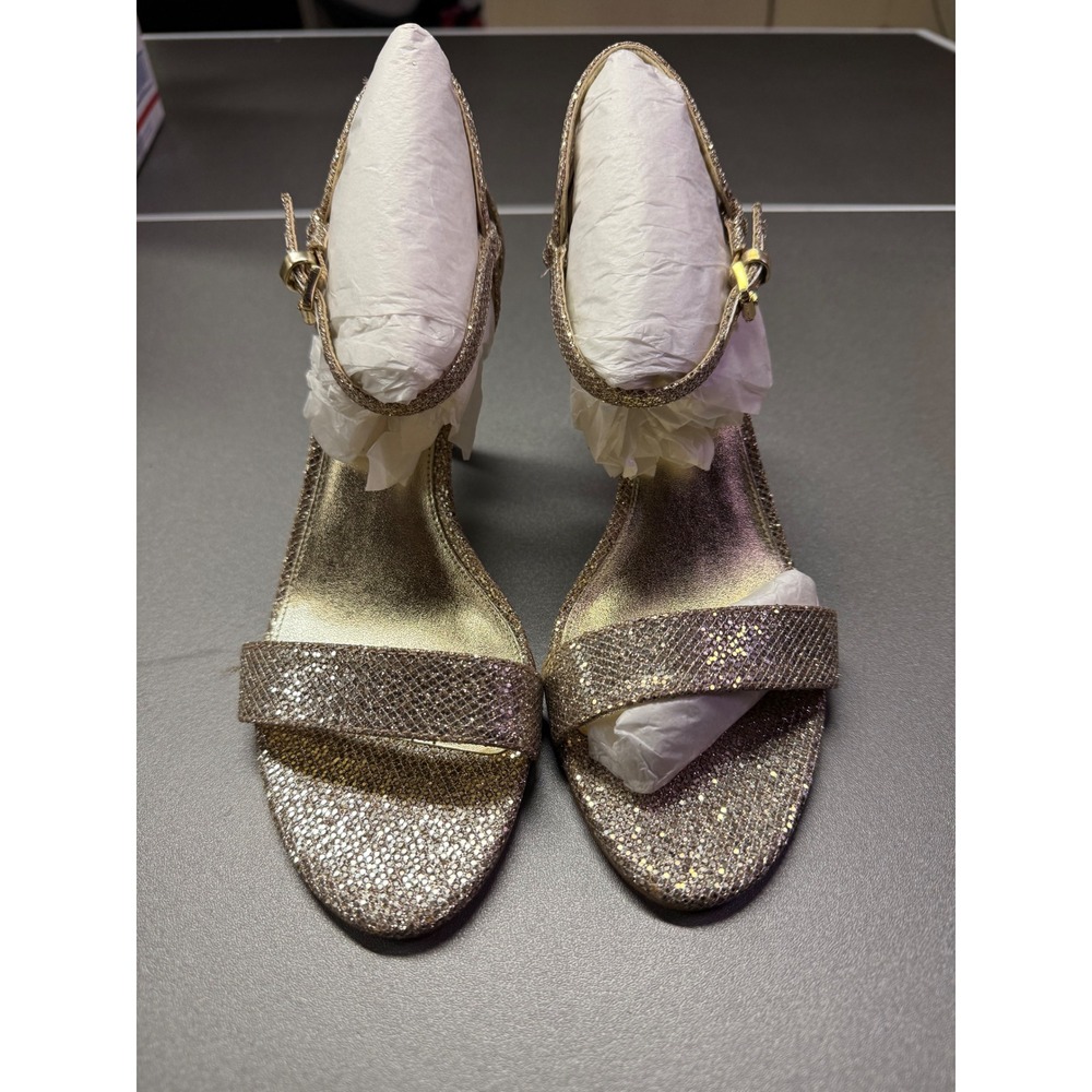 Michael Kors Simone Mid Sandal Silver Sand Glitter Stiletto Heel 40S6SMMA2D‎ 8M